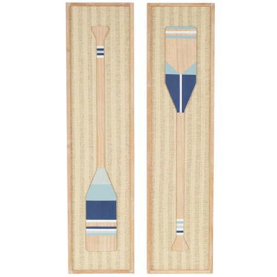 Ivory and Iris 12" x 48" Cream Wood Paddle Wall Décor Set